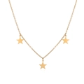 Detail of delicate gold chain with three matte star pendants on a white background - Gold Star