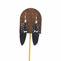 Detail view of Bohemian black feather earrings with white dots and silver hooks - Black