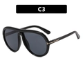 Occhiali da sole aviator C3 con montatura nera e cerniere metalliche a T dorate - Nero Lucido / Grigio