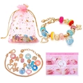 DIY kids bracelet kit with golden chain, colorful beads, charms and step instruction card - Rainbow