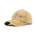 Gorra de béisbol de algodón lavado caqui con acabado vintage y remache de metal - Camel