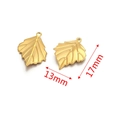 Golden stainless steel leaf pendant for DIY jewelry making, 13mm by 17mm size - Gold 17x13mm