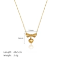 18K goud vergulde ketting met strik en hart hanger en een lengte van 41+5 cm - Goud