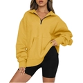 Felpa oversize giallo brillante con mezza zip e collo alto per abbigliamento sportivo - S / Giallo