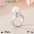 Elegant 12mm white pearl silver steel ring for women in minimalist luxury style - US 6 / Steel Style (KR111277-GC)