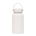 White 650ml stainless steel sports bottle with matte finish and flexible handle - Ivory