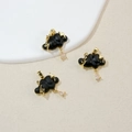 Chic black cloud pendant with golden lightning and crystal water drop charm - Black