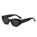 Occhiali da sole neri cat-eye con aste larghe in stile retrò punk e hip-hop trendy - Montatura Nera Lenti Grigio Nero