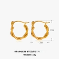 Orecchini a cerchio a C in acciaio inossidabile placcato oro con altezza di 1,7 cm - Stile Chiusura a Scatto / Oro
