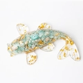 Handcrafted blue and green crystal koi fish figurine with gold foil accents - Amazonite