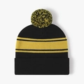 Berretto invernale in maglia a righe nere e gialle con pompon elasticizzato - Regolabile / Nero Giallo(23B401)