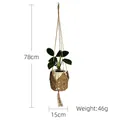 Detailed view of hand-woven macrame plant hanger showing 78cm length and tassel detail - Natural Jute 78*15cm