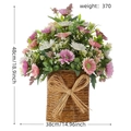 Detail of faux daisy and eucalyptus hanging basket with bow showing 48cm height dimension - Olive Daisy Eucalyptus Basket