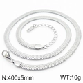 5mm silver stainless steel flat herringbone chain necklace for men and women - 5mm x 40cm / Silver