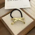 Punk style ponytail cuff with golden metal cross buckle and black elastic hair tie - Cross Buckle / 1# Gold Wrinkle Cross
