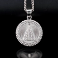 Pendaglio Mary in acciaio inossidabile 316L hip hop con strass lucidi e riflesso nitido - Argento Acciaio - Senza Catena