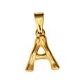 Golden 18K gold-plated stainless steel letter A pendant with bamboo-style texture - Letter A