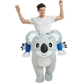 Funny inflatable koala carry-me costume for adults in grey and blue for party events - Riding A Koala / One Size