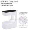 Mini 24W UV LED nail lamp in white with 6 beads and 45s/60s timing display feature - Q8 Plug-in Nail Lamp without Display