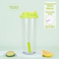 Fluorescent yellow 880ml Tritan straw cup for bubble tea with retractable large straw - Neon Yellow