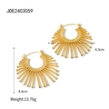 Pendientes de abanico calados en acero inoxidable de 18k con cristales brillantes dorados - Dorado