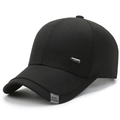 Klassische schwarze Baseballkappe für Herren mit Metallemblem und Sport Fashion Etikett - Verstellbar / Schwarz