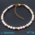 Minimalistisches Perlenarmband mit Goldperlen und Glasperlen, 190mm Länge mit Verschluss - 4mm Gold (KB207031-Z)
