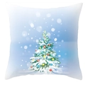 Blue watercolor Christmas tree throw pillow cover with snowflake design on white background - Watercolor Illustration Christmas Tree