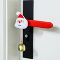 Detailed view of red knitted Christmas Santa door handle cover with golden bell decoration - Santa Claus With Bell