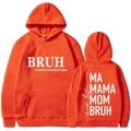 Sweat à capuche orange femme avec imprimé MAMA et BRUH, vues avant et arrière - S / Haut (311) / Orange