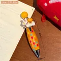 Cute orange ballpoint pen with colorful dots and a yellow cartoon character topper - 4# Ingot Horse Fat Ballpoint Pen-Orange