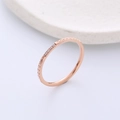 Elegant 18K rose gold plated titanium ring with geometric triangles and five inlaid diamonds - US 5 / Rose Gold
