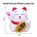 7cm white Maneki Neko lucky cat figurine with golden board for birthday cake decoration - Style E Non-Waving Lucky Cat