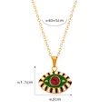 Evil Eye pendant necklace with green enamel and red crystal on golden chain - Gold Green Red Zirconia