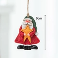 Babbo Natale in resina da 9cm con stella e corda rustica per decorazione albero di Natale - Babbo Natale Verticale con Stella