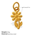 Golden flower pendant in stainless steel, 18.1mm size and 0.9g lightweight jewelry piece - PJ1975G Hollow Flower-Gold