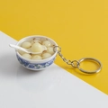 Miniature blue and white porcelain bowl keychain with realistic sweet soup dumplings - No.4 Osmanthus Tangyuan (Model)