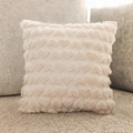 Vierkante crèmewitte pluche kussenhoes met hartjespatroon voor bankdecoratie - Beige