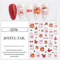 Autocollants ongles de Noël avec lapins mignons et cloches, stickers autocollants avec adhésif - JO-2276 Lapin et Cloche