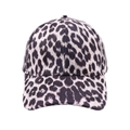 Detailed front view of a classic leopard print baseball cap with curved brim and texture - Black White Small Leopard (Series A-09)