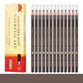 Hengsi #09 Tea Brown peel-off eyebrow pencils 12-piece pack for professional makeup - 12pcs/Box (Full Box) / 09# Brown