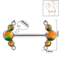 Nipple shield with orange opal and white zircon detailing in stainless steel finish - 1.6x14mm (Threadless) / Style 7-Green Glitter