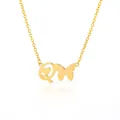 Golden butterfly necklace with letter Q and heart pendant on stainless steel chain - Letter Q