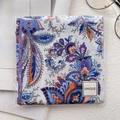 Paisley pattern cotton linen neck scarf in purple and orange with UNIQUE brand label - XY-11 Purple Orange Blue Paisley