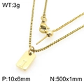 Gold box chain necklace with square letter I pendant and adjustable lobster clasp - Gold Letter I Style (KN293701-Z)