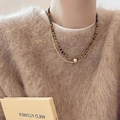Collier double rang en perles œil de tigre marron et chaîne serpent dorée - 6# Style Chaîne Serpent Or Double Couche