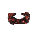 Retro black knot headband for women featuring red floral and white heart pattern - Floral Heart Black Style (FK-B078 Black)