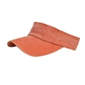 Coral orange washed cotton open-top sun visor hat with adjustable velcro strap - Orange