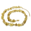 Irregular cat-eye gravel stone necklace in yellow hues with a gold-tone lobster clasp - Amber Yellow (KN226658-Z)