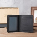 Men's minimalist black crazy horse leather wallet with internal ID window and card slots - 1079 Black